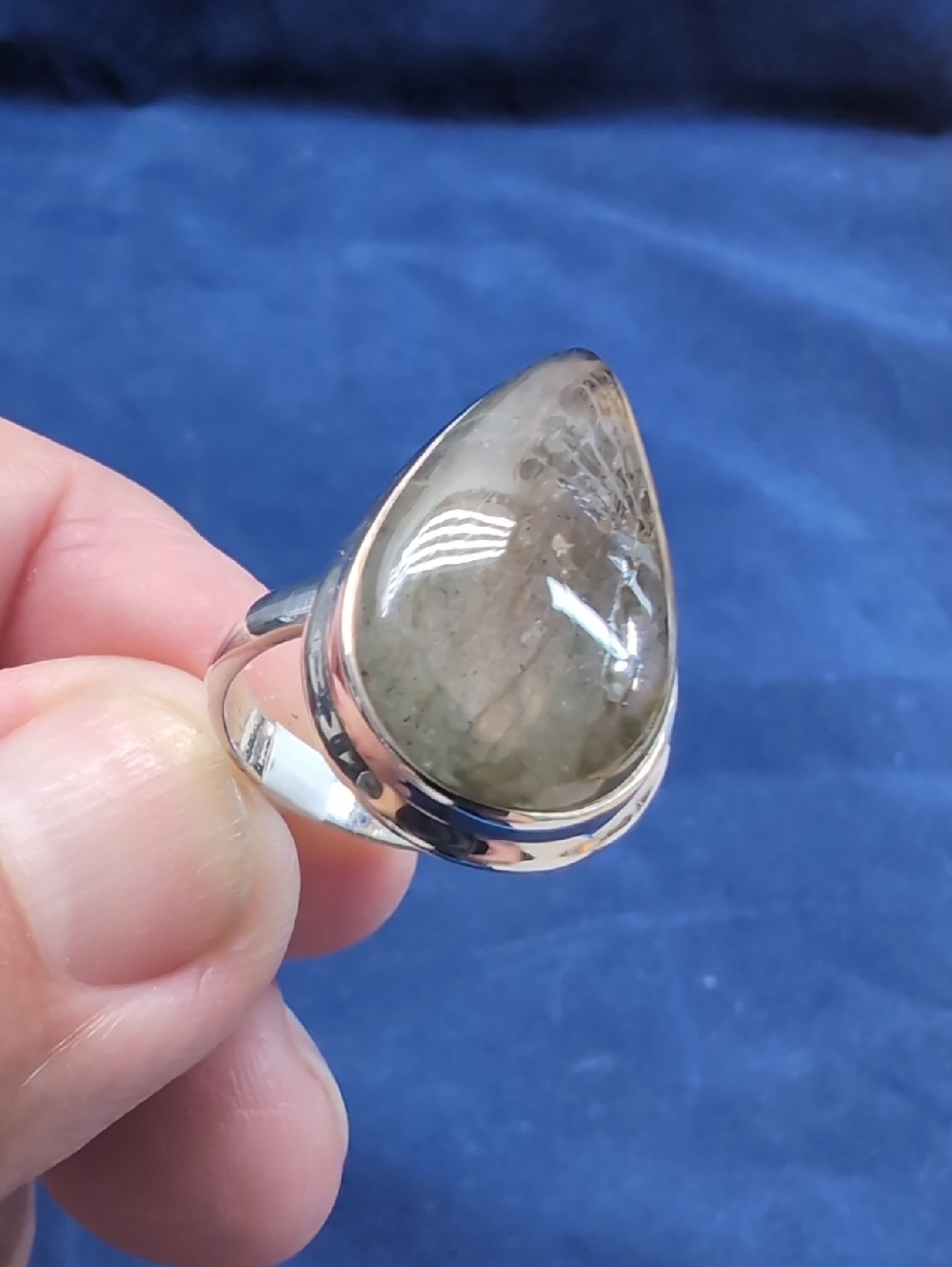 Sterling Silver Teardrop Purple Labradorite Ring - Size 6.5